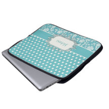 Turquoise Flowers and Polka Dots Computer Sleeves