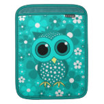 turquoise flowers and spotted owl sleeve for iPads