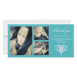 TURQUOISE FORMAL COLLAGE | WEDDING THANK YOU CARD PHOTO CARD TEMPLATE