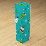Turquoise frogs santa claus snowmen wine bottle boxes