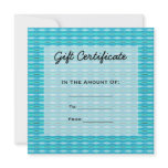 Turquoise Gift Certificate invitations