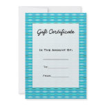 Turquoise Gift Certificate invitations