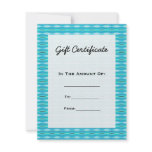 Turquoise Gift Certificate invitations