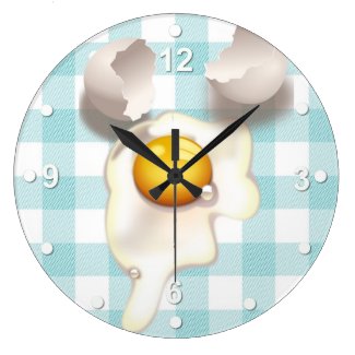 Turquoise Gingham Cracked Egg Kitchen Wall Clock