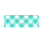 Turquoise Gingham Pattern Return Address Label
