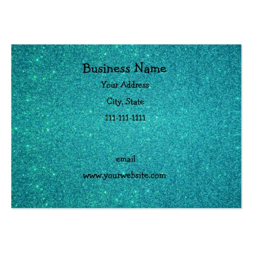 Turquoise glitter business cards (front side)