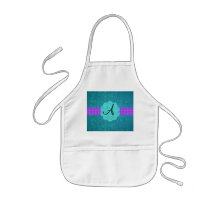 Turquoise glitter monogram aprons