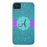 Turquoise glitter monogram casemate cases
