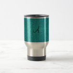 Turquoise glitter monogram coffee mugs