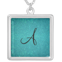 Turquoise glitter monogram custom jewelry