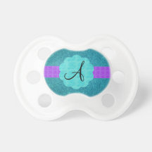 Turquoise glitter monogram pacifiers