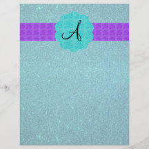 Turquoise glitter monogram personalized flyer