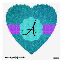 Turquoise glitter monogram room stickers