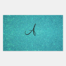 Turquoise glitter monogram sticker