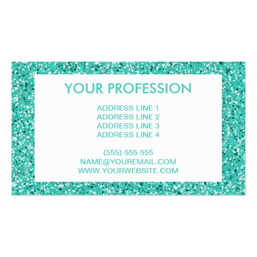 Turquoise Glitter Pattern Business Card Templates (back side)