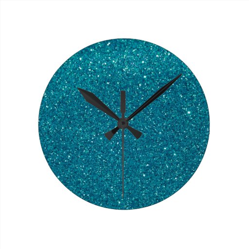 Turquoise Glitter Sparkles Wall Clocks Zazzle
