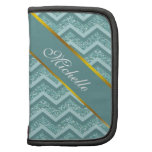 Turquoise Glitter ZigZag Pattern Folio Planner