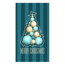 Turquoise & Gold Bubbles Christmas Tree Gift Tag business cards