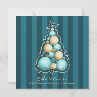 Turquoise & Gold Bubbles Christmas Tree invitation