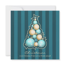 Turquoise & Gold Bubbles Christmas Tree invitations
