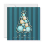 Turquoise &amp; Gold Bubbles Christmas Tree Custom Invitations