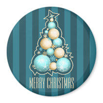 Turquoise & Gold Bubbles Christmas Tree magnets