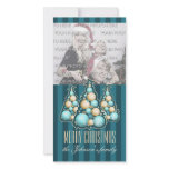 Turquoise & Gold Bubbles Christmas Tree Photo Card Template