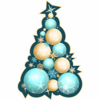 Turquoise & Gold Bubbles Christmas Tree Cut Out