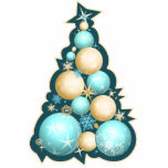 Turquoise &amp; Gold Bubbles Christmas Tree Cut Out
