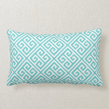 Turquoise Greek Key Pattern Pillow