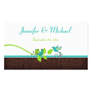 Turquoise Green Brown White Floral Birds Favor Tag profilecard