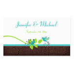 Turquoise Green Brown White Floral Birds Favor Tag Business Cards