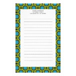 turquoise green circles customized stationery