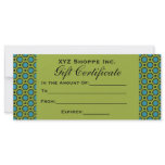 Turquoise Green Gift Certificate Rack Card Template