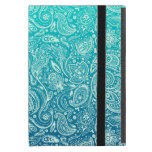 Turquoise Green Gradient With White Floral Paisley iPad Mini Covers