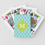 Turquoise & Green Modern Moroccan Custom Monogram Bicycle Playing Cards