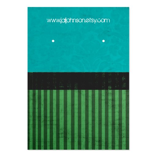 Turquoise & Green Stripes Background Earring Cards Business Card (front side)