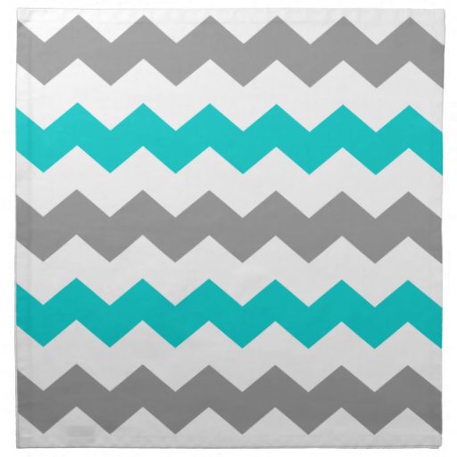 Turquoise Grey Chevron Napkins