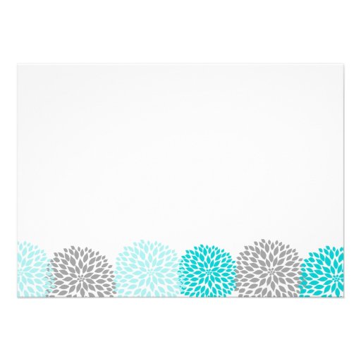 Turquoise & Grey Dahlia Bridal Baby Shower Invite