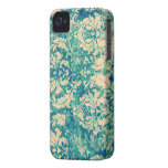 Turquoise Grunge Vintage Damask III iPhone 4 Case