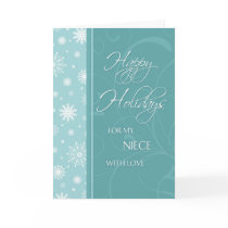 Turquoise Happy Holidays Niece Christmas Card