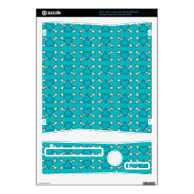 Turquoise Heart and Crossbones Pattern Xbox 360 S Console Decal