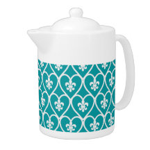 Turquoise Heart Fleur De Lis