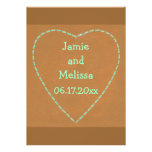 Turquoise Heart on Terra Cotta Wedding Invitations invitations