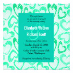 Turquoise hearts wedding invitation