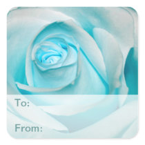 Turquoise Ice Rose Gift Tags Sticker