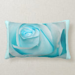 Turquoise Ice Rose Throw Pillows
