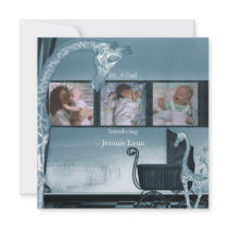 Turquoise Its A Girl Birth Announcement