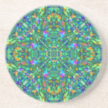 Turquoise Kaleidoscope Fractal Art Drink Coaster Turquoise Kaleidoscope Fractal Art Drink Coaster