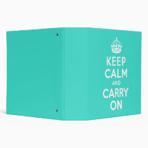 Turquoise Keep Calm and Carry On Binder